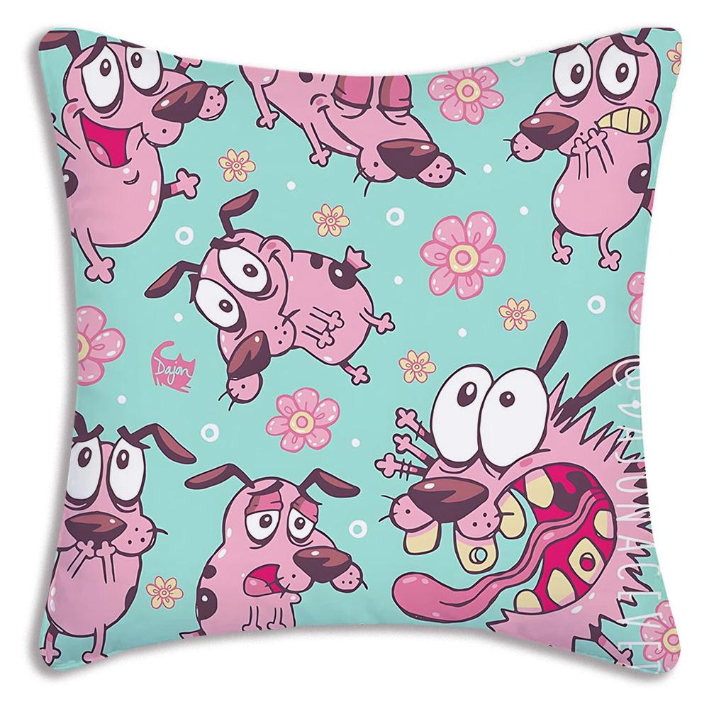 Anime For C-Cowardly Dog Pillow Covers Cartoon Sofa Decorative Home Double-sided Printing Short Plush Cute Cushion Cover