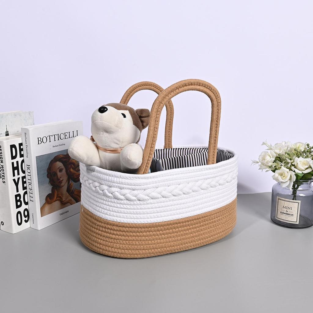Portable Woven Cotton Rope Storage Basket - Nordic Style