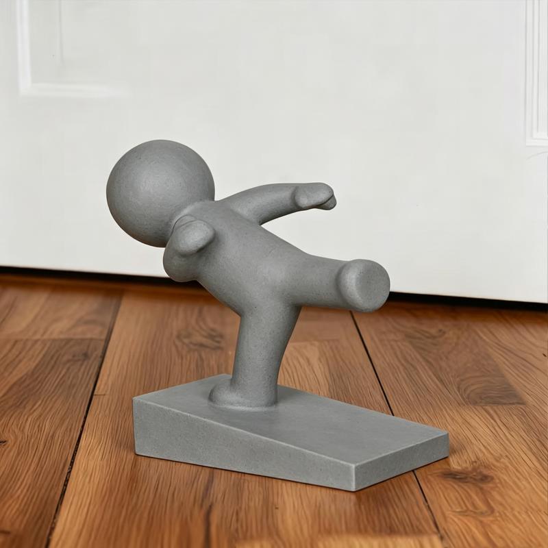 Cute White Humanoid Door Stopper With Non Slip Base Durable Material Perfect For Home Office Bedroom Decor