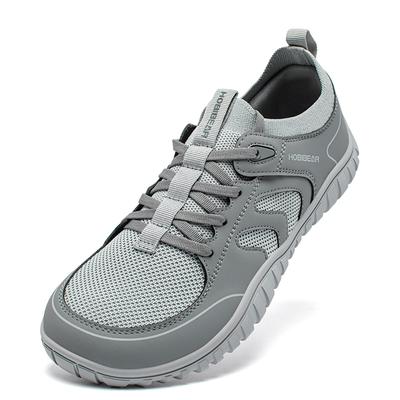 HOBIBEAR Wide Toe Running Sneakers Unisex Minimalist Mesh Breathable Shoes Artificial Leather Lace Up Walking Sneakers
