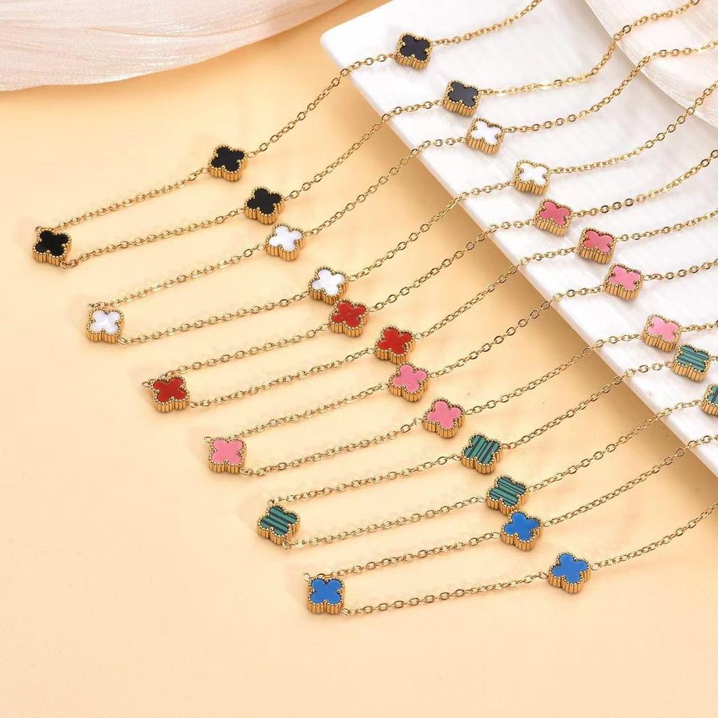 9MM Four-leaf Clover Shell Necklace 5 Flowers Women's Light Luxury All-match Clavicle Chain Necklace