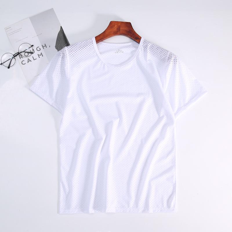 Ice Silk Mesh Loose Fit Round Neck Short Sleeve Plus Size Quick Dry T-shirt