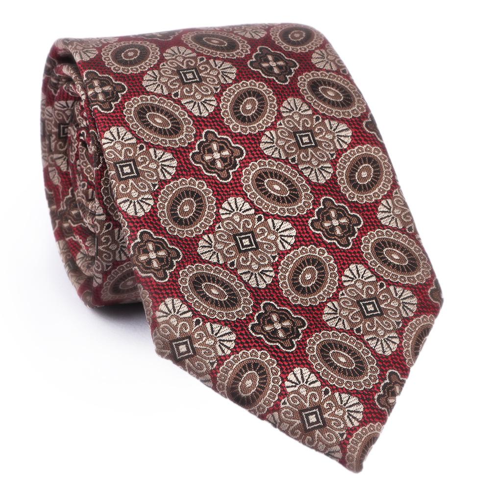 Tie Men'S Retro Dark Red British 8Cm High Sense Dress Professional Business Striped Wedding Groom Wedding Trend