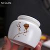 Ceramic Tea Caddy Small Mini Portable Oolong Tea Storage Tank Travel Tea Boxes Powder Sealed Jar Tea Containers Spice Candy Jar