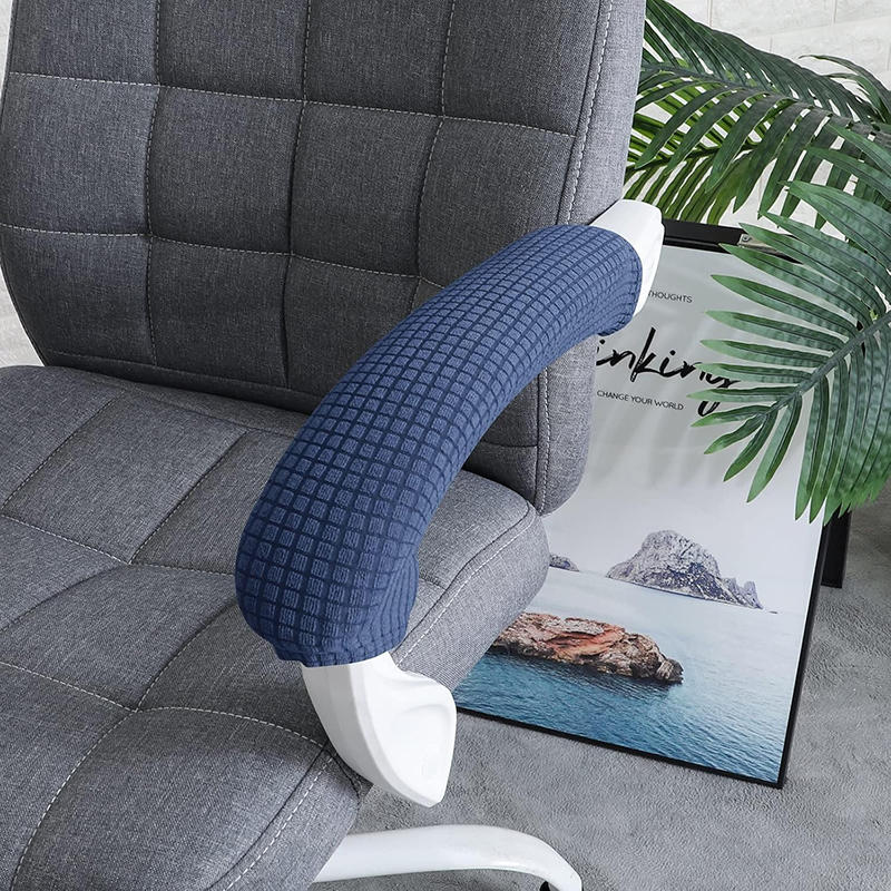 1 Pair Universal Solid Color Elastic Zip Armrest Covers Polyester Armrest Computer Chair Covers For Office Computer Chair