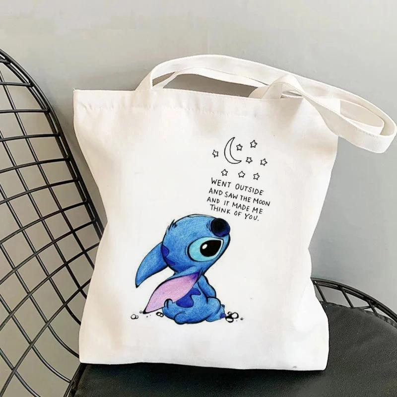 Lilo & Stitch Print Canvas Shoulder Backpack and Shopping Bag