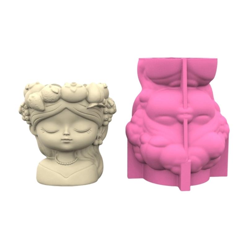 

Creative Silicone Flower Pot Mold with Girl Design For Succulent Cement Crafts DIY Home Decors Reusable Gardening Tool
