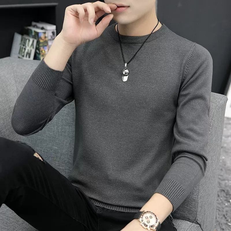 2023 New Autumn and Winter Fashion Trend Inner Layer Knitwear Simple Solid Round Neck Slim Fit Long Sleeve Underlay Sweater