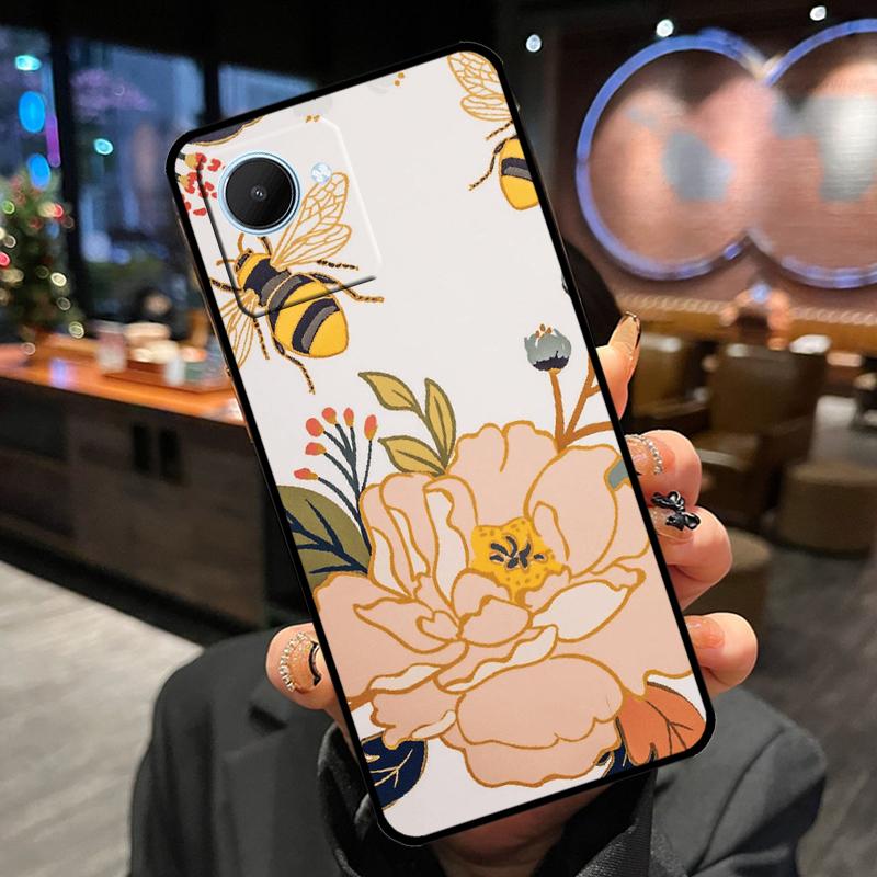 Bee Art Print Cute Cartoon Floral Case For Realme 14 Pro Plus 13 12 11 15 GT6 GT7 Pro C55 C51 C35 C53 C61 C65 C67 C63 C71 C75