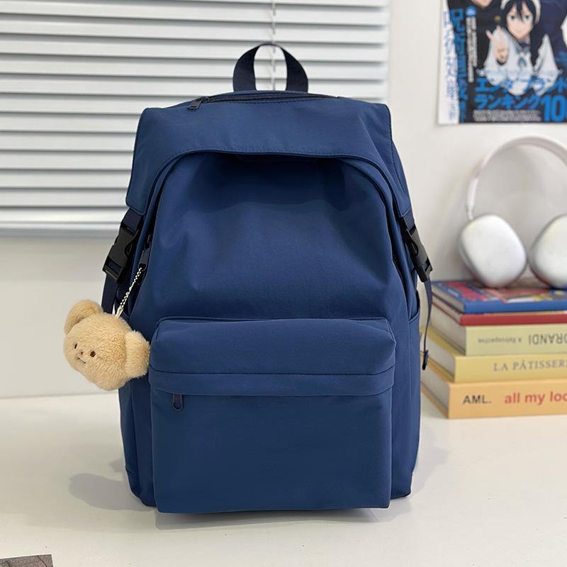 Schoolbag Japanese solid color versatile nylon backpack schoolbag female Korean version high school lightweight backpack college students ins 