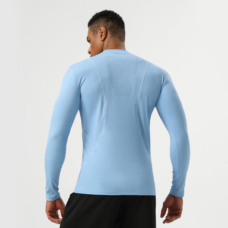 Men's Quick-Dry High-Elasticity Nylon Sports Tights - Long Sleeve, Breathable, for High-Intensity Training.