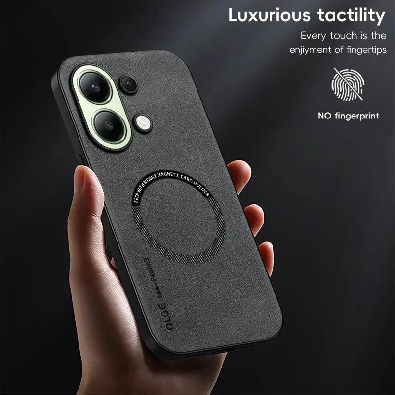 Magnetic Retro Leather Soft Case For Xiaomi Redmi Note 13 Pro Plus Note13 4G 5G 13R Wireless Charging Phone Case Cover