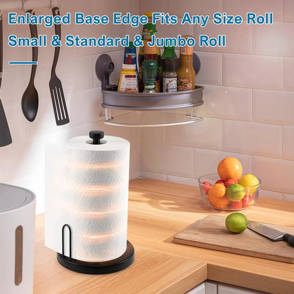 Damped Stainless Steel Paper Towel Holder No-Drill Kitchen Desktop Rack