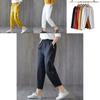 Cotton Linen Casual Female Pants Korean Style Loose Tapered Long Pants For Women