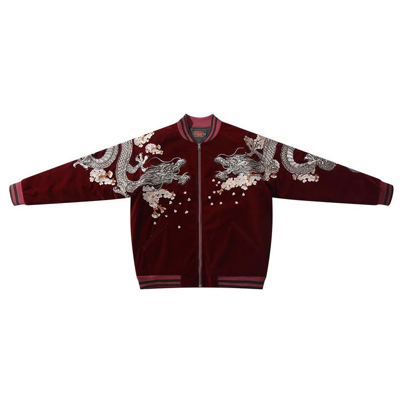 Winter Mens Embroidered Dragon Cotton Jacket Loose Fit Casual Streetwear Couple Top