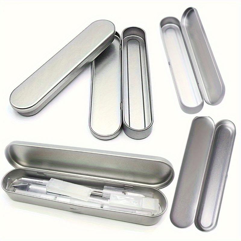 Simple Metal Pencil Holder Sturdy Tin Storage Box Travel-Friendly Stationery Organizer for Pens Pencils Markers School Supplies