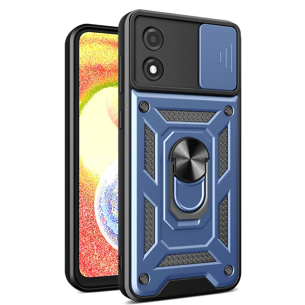 For Motorola Moto E13 4G Kickstand Slide Push Pull Camera Lens Protection Cover PC+TPU Mobile Phone Case