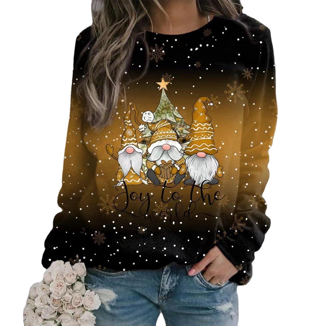 

Женские рождественские тематические пуловеры с принтом, повседневная свободная толстовка свободного покроя 5XL жёлтый