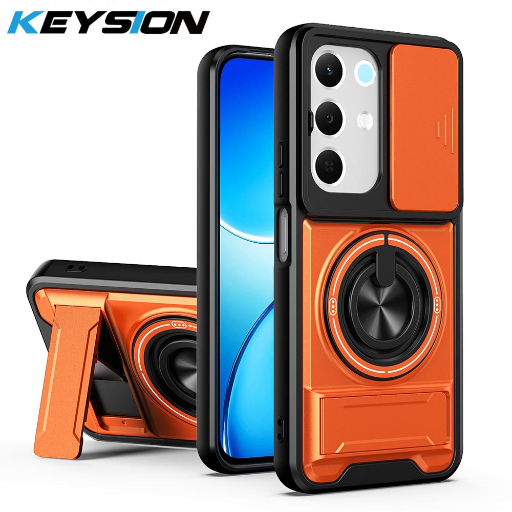 KEYSION Magnetic Phone Case for Realme C85 5G C85 Pro Slide Camera Protection Upright Kickstand 360 Ring Shockproof Back Cover