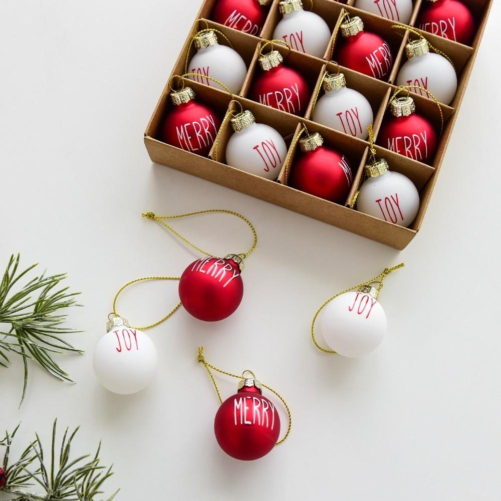 Hanging Glass Christmas Ball Ornaments Painted Christmas Spheres Pendant  Xmas Tree Decoration