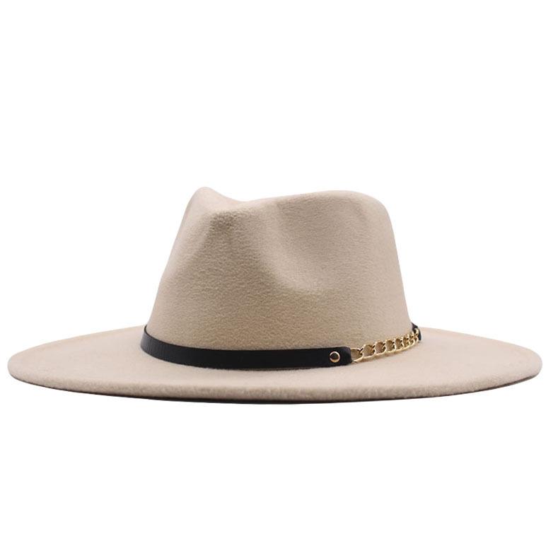 European and American Big-brimmed Jazz Hat, Autumn and Winter Men's and Women's British Woolen Hat, Convex Top Felt Top Hat