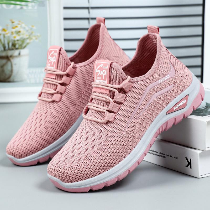 Plus Size Fly-knit Breathable Women's Casual Shoes for Versatile Middle-aged and Elderly