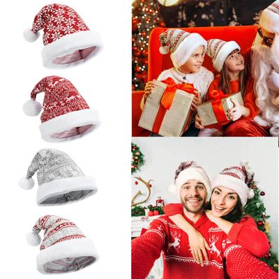Christmas Hat,Soft Xmas Hat Thicken Snowflake Knitted Hat Winter Hat,Unisex Adults Santa Hats