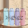 1PC KC Light Blue Minimalist Letter Logo Print 750ml Portable Sports Water Bottle Leakproof Gym Outdoor Travel Drink Cup