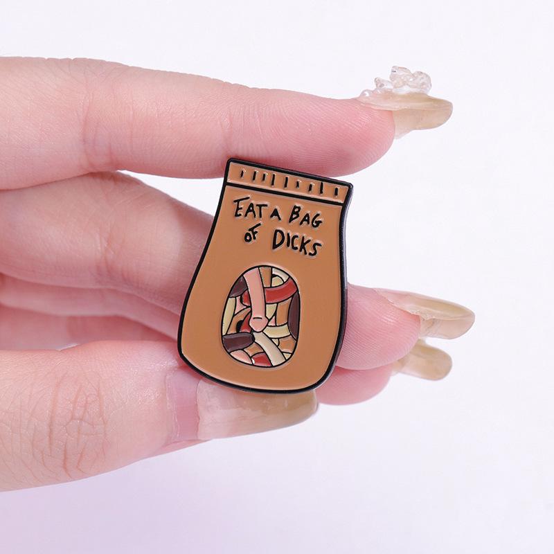 And Unique Fashionable Brown Geometric Letter Brooch Trendy Metal Pin For Personal Style