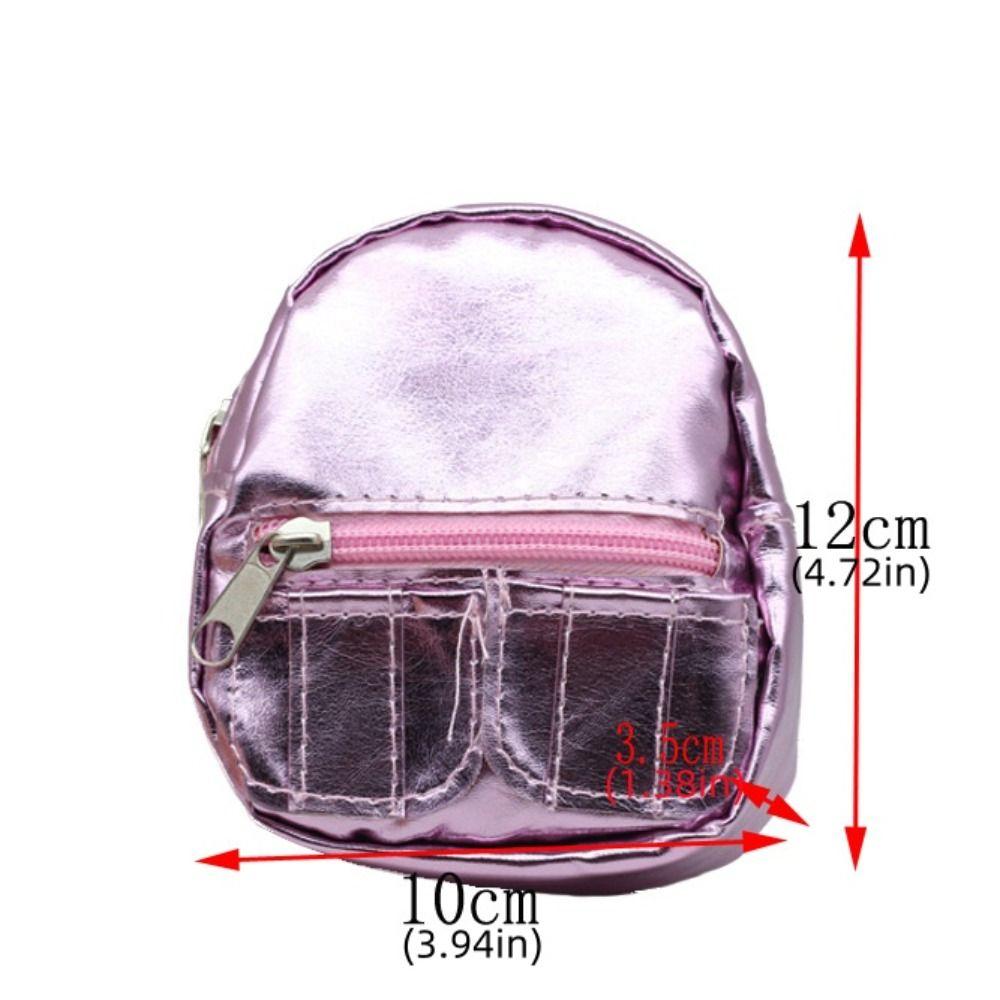 PU Glitter Doll Backpack Pink Silver Mini Knapsack 18inches Doll Backpack  Dolls Accessories