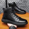 Fashion High Quality Men Casual Leather Ankle Boot Fashion High Top Lace-up Outdoor Antiskid Walking Shoe Comfy Flat Designer Sport Shoe