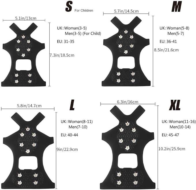 Grip Antiscivolo a 10 Denti per Scarpe, Invernale, Outdoor, per Escursionismo, Alpinismo, Ghiaccio, Neve, Ramponcini, Copriscarpe Antiscivolo