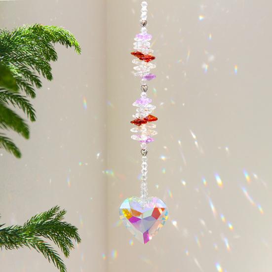 Love Heart Faux Crystal Suncatcher Decoration Indoor Outdoor Faux Crystal Heart Prism Window Hanging Ornament Rainbow Maker Pendant