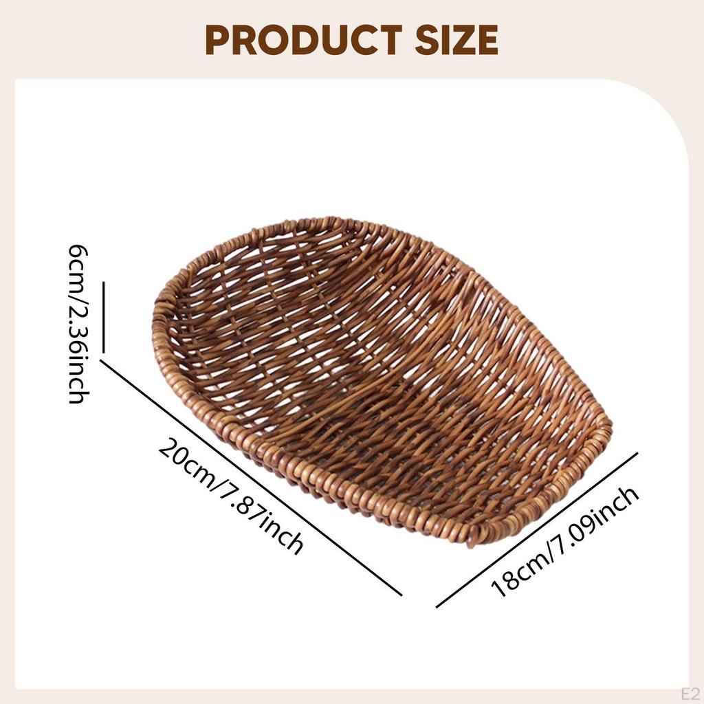 Imitation Rattan Basket Food Serving Holder Organizer Home Decor Woven Bread Vanity Tray for