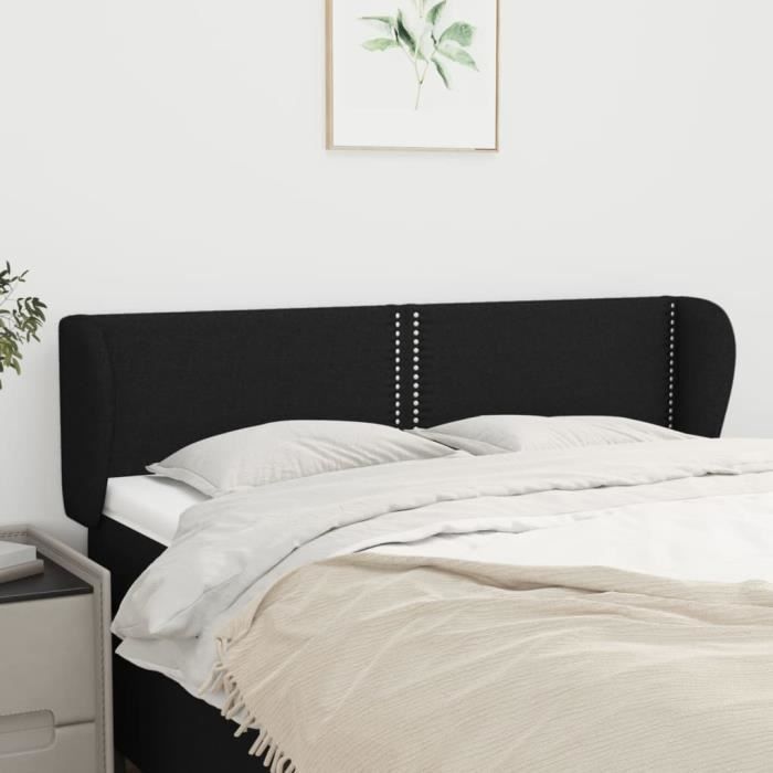 VidaXL Tête de lit avec oreilles Noir 147x23x78-88 cm Tissu3117004