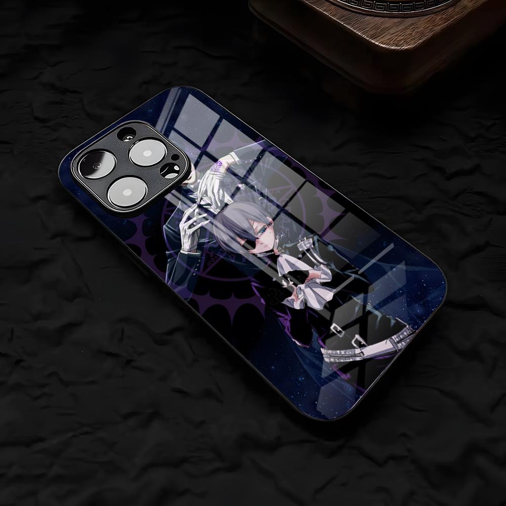 Anime Black B-Butler Phone Case For IPhone 17 Air 16 E Pro Max 15 14 13 Mini 12 Pro 11 Max Plus Black Glass Cover