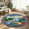 Wild Animals (32) Theme Round Crystal Velvet Rug Custom Name Text Personalized Floor Mat Home Decor Non Slip Crystal Carpet
