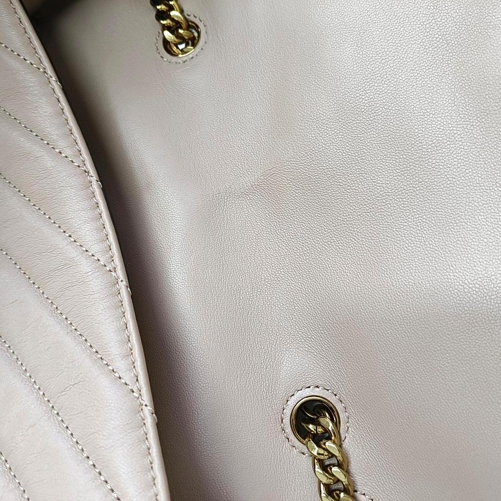 [Pre-Owned] Kira Large Nude Pink Lambskin Quilted Shoulder Bag With Gold Hardware - Very Good #O65QIA