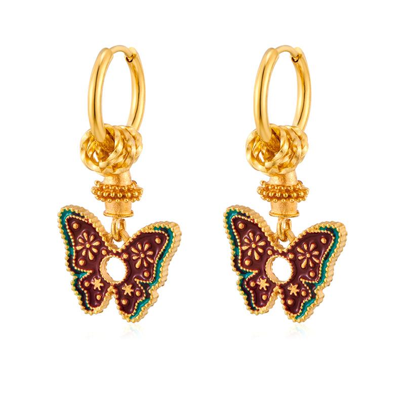 1 Paio Orecchini Retro Lusso Smalto Olio Gocciolante Per Donne Ragazze Etnico Stile Cinese Colorati Orecchini Accessori Gioielli Regali