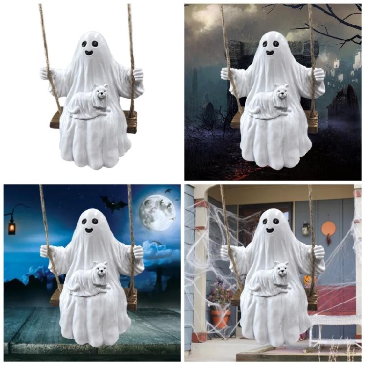Halloween Resin Specters Swinging Charm Resin Swing Specters Figure Halloween Hanging Decors for Kids Family Enjoyment