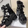 Women's Sandals Fashion Thick Bottom Gladiator Sandals Punk Style Platform Sandals for Women Peep-toe Wedges Sandal Roman Shoes