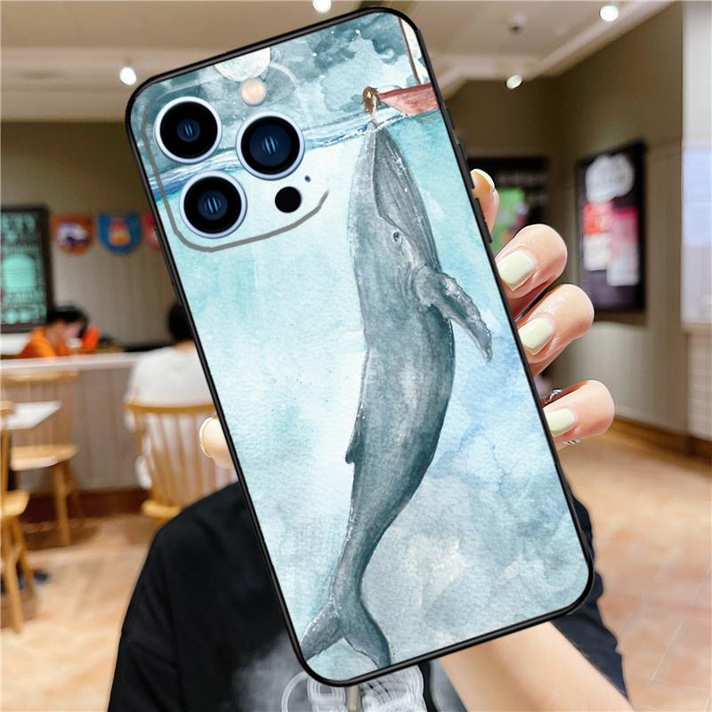 Sea Whale Narwhals Case For iPhone 17 16 15 13 12 11 14 Pro Max Mini Plus 16e 17 Air Bumper Cover Accessories