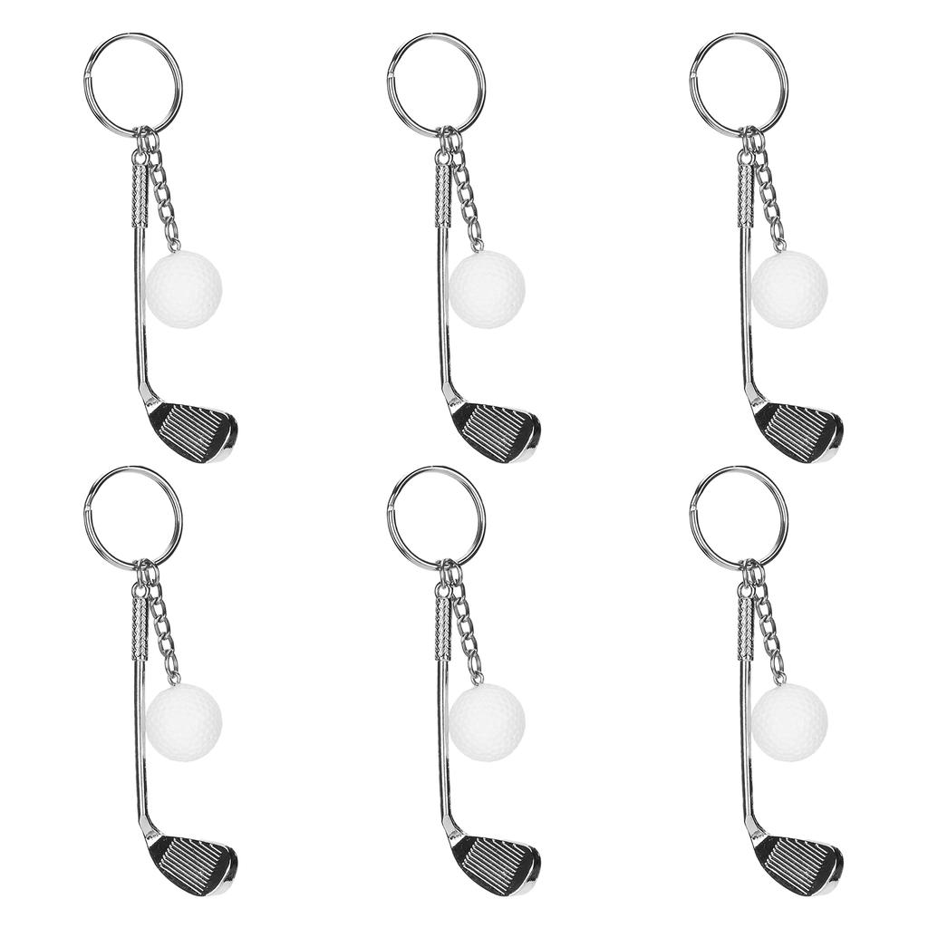 6 stk Golfkølle Ball Nøkkelring Mote Legering Nøkkelring Anheng Dekorasjon for Håndveske