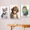 Watercolor Baby Animals Cute Warmth Prints Poster Canvas Painting Modern Wall Art Pictures Living Room Bedroom Home Decoration