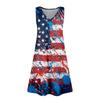 Women's Summer Casual Sun Skirt With Pocket V-Neck Independence Day Printed Loose Vest Dress