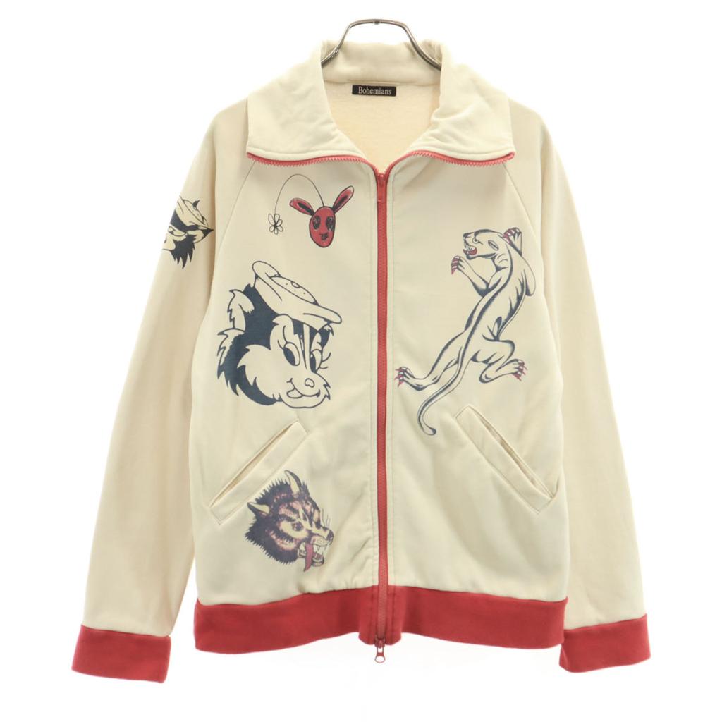 BOHEMIANS sweat Zip jacket M Beige Back brushed Men's Used