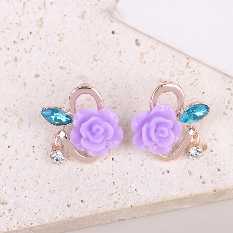 Women Rose Earrings Colorful Flower Earrings Jewelry Party Gifts Accessories