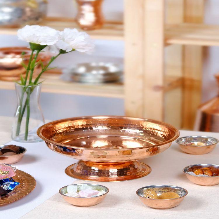 

Copper Footed Fruit Cookie Plate, Copper Serving Bowl, Kitchen
