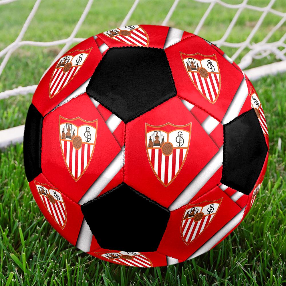 SIZE 5 Sevilla FC Soccer Ball Colorful All Ages Machine Stitched PVC Competition Ready Durable High-Bounce