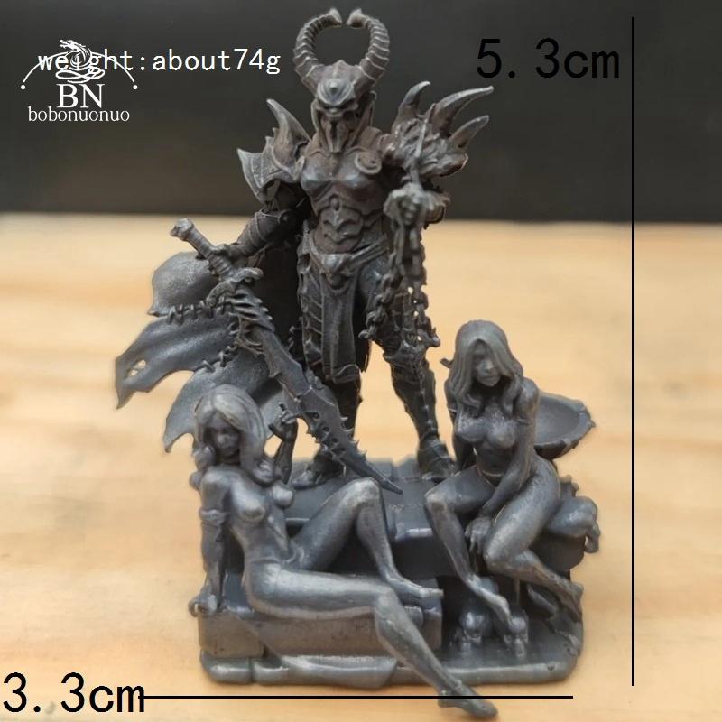 Черная твердая латунь аниме скелет самурай железная цепь обнаженная рабыня фигурки миниатюрные настольные украшения модель украшения